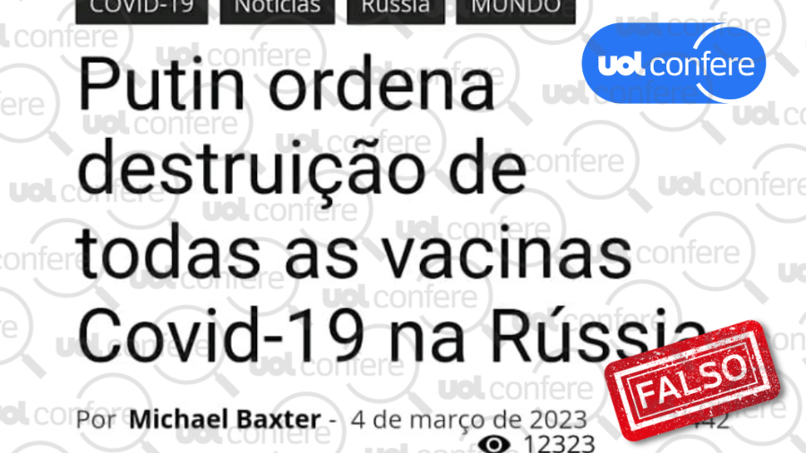 07.mar.2023 - Imagem é tradução de um site que publica desinformação em inglês e foi desmentido por agência de checagem dos EUA - Arte/UOL sobre Reprodução WhatsApp/Helo