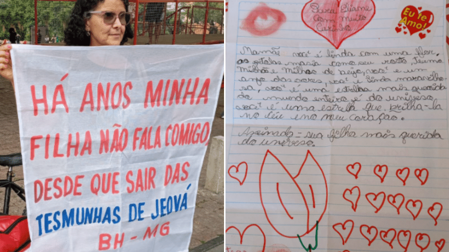 Sem contato há dois anos por conta de orientações religiosas, Eliane Alves recorre às cartas escritas pela filha ainda criança