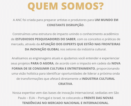 Site da Academia Nacional de Cultura (ANC) tem descrições genéricas e não detalha projetos realizados Site da Academia Nacional de Cultura (ANC) tem descrições genéricas e não detalha projetos realizados
