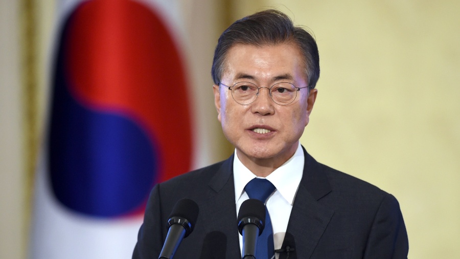 Os governos dos EUA, China, Coreia do Norte e Coreia do Sul concordaram em avançar no acordo para declarar oficialmente o fim da Guerra da Coreia, disse o presidente sul-coreano, Moon Jae-in - Jung Yeon-Je/AFP Photo