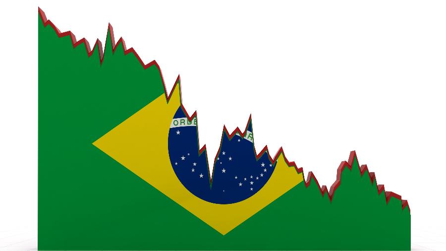 gráfico, economia, recessão, crise, bandeira do brasil - Getty Images