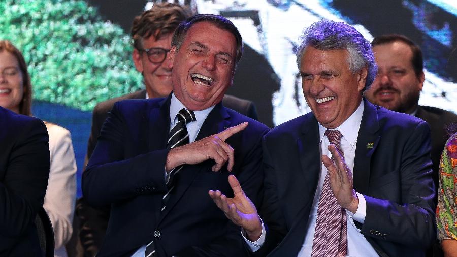 31.jul.2019 - O presidente Jair Bolsonaro ao lado do governador de Goiás Ronaldo Caiado (DEM) - Pedro Ladeira/Folhapres