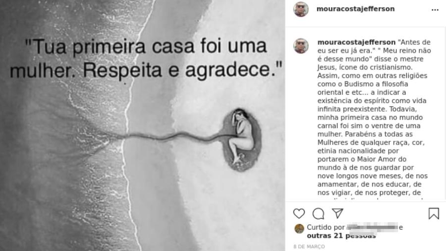 Postagem de Jefferson Costa no Dia Internacional da Mulher gerou revolta nas redes sociais - Reprodução/Instagram 