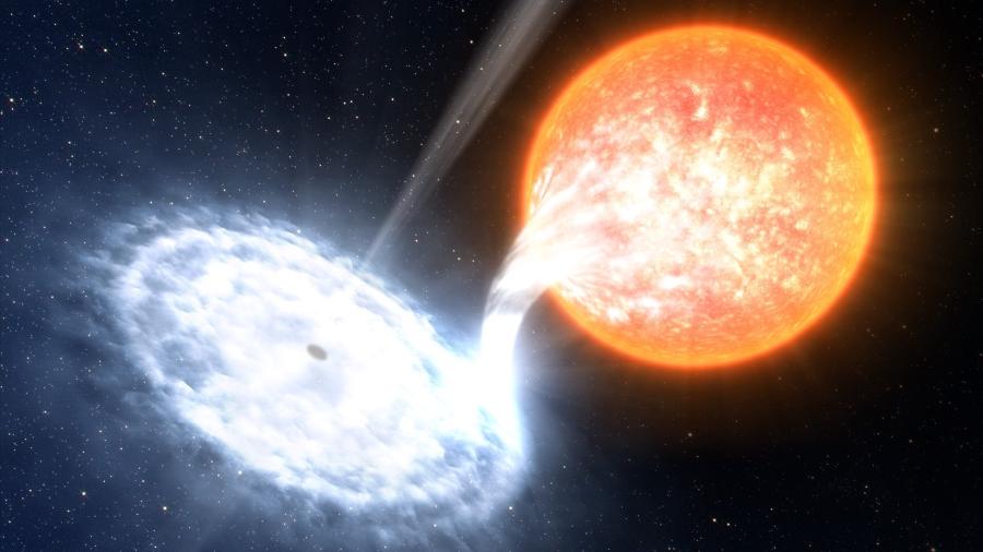 Ilustração de uma estrela parecida com o Sol e um buraco negro em sua órbita - ESO/L. Calcada - Reprodução Universe Today