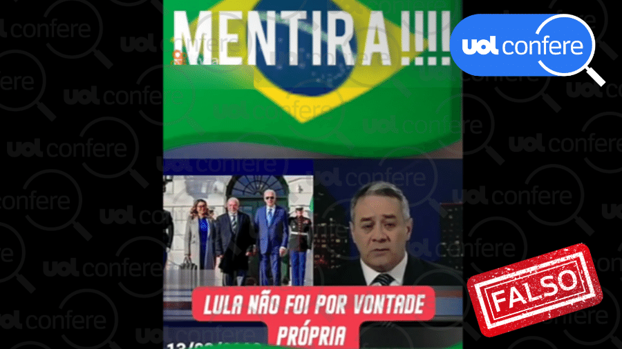 23.fev.2023 - Vídeo mente sobre diversos tópicos do encontro de Lula e Biden em 10 de fevereiro de 2023 - Arte/UOL sobre Reprodução/Facebook