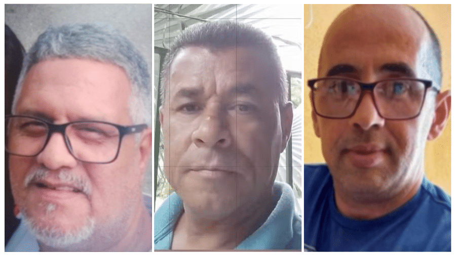 As vítimas fatais foram o motorista Paulo Roberto de Souza (esq.), o caminhoneiro Geneilson Eustáquio Ribeiro (centro), e Renato Oliveira (dir.) - Reprodução/Redes Sociais