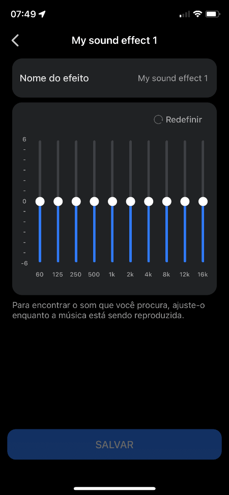 App permite ajustar cada faixa de frequência