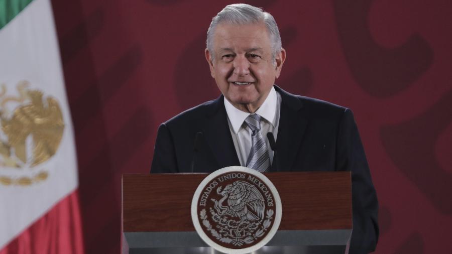 Andrés Manuel López Obrador, presidente do México, durante coletiva de imprensa no Palácio Nacional, na Cidade do México - Xinhua/Presidencia de México