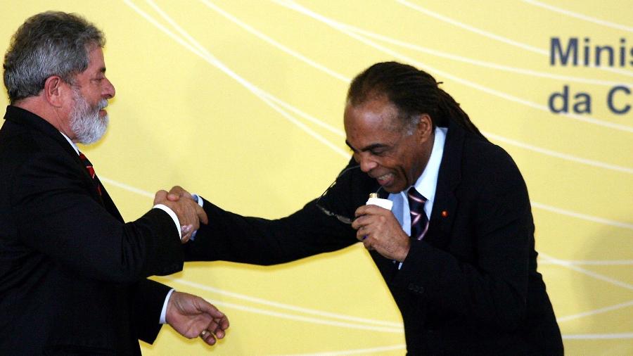 Lula e Gilberto Gil em foto de 2006 quando eles eram, respectivamente, presidente e ministro da Cultura - Sérgio Lima - 8.nov.2006/Folhapress