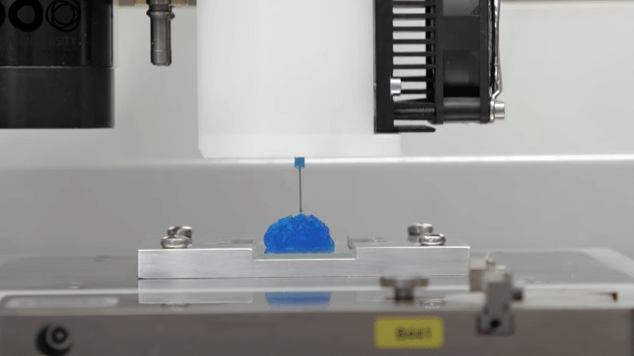 Glioblastoma sendo impresso em 3D - Reprodução/ Youtube/ Universidade de de Tel Aviv