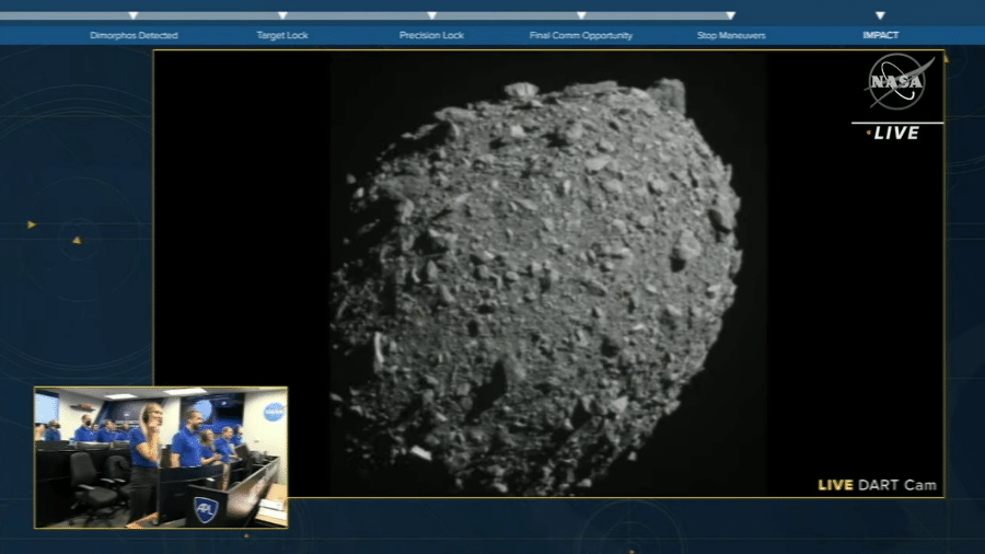Imagem do asteroide Dimorphos; ele foi alvo da missão Dart num experimento para mudar sua trajetória - Nasa/Reprodução