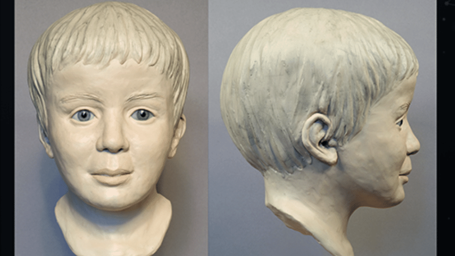 Rosto do menino foi reconstruído digitalmente como parte dos esforços para identificá-lo