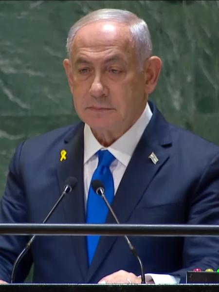 Primeiro-ministro de Israel, Benjamin Netanyahu, durante discurso na ONU