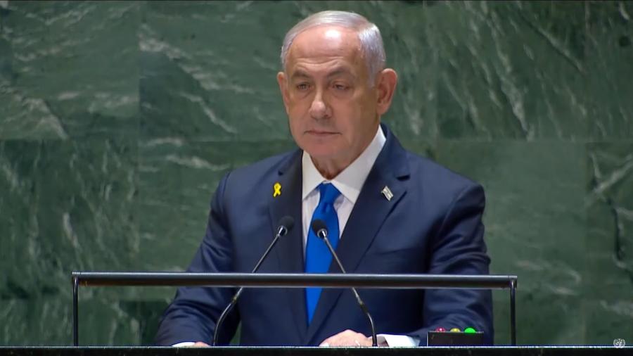 Primeiro-ministro de Israel, Benjamin Netanyahu, durante discurso na ONU