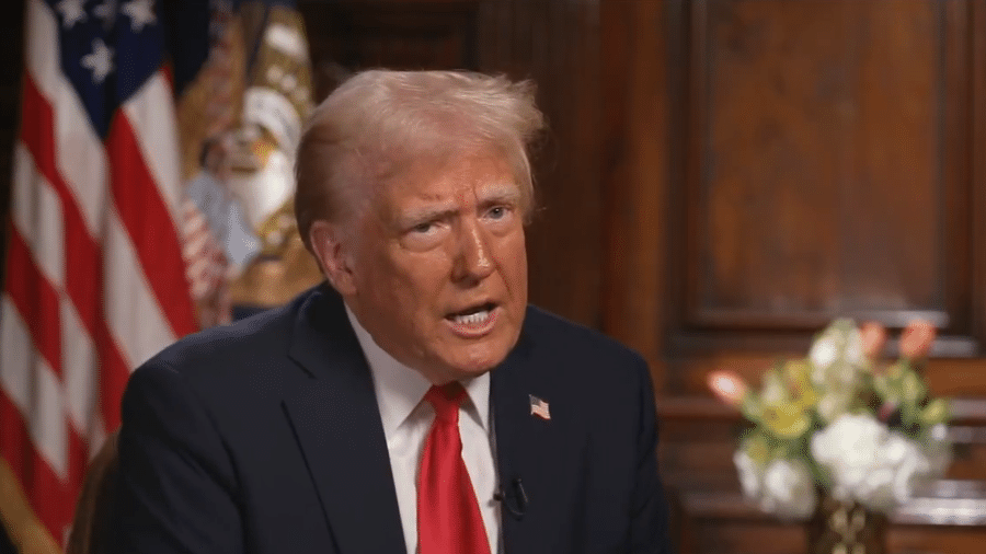 O presidente Trump em entrevista recente