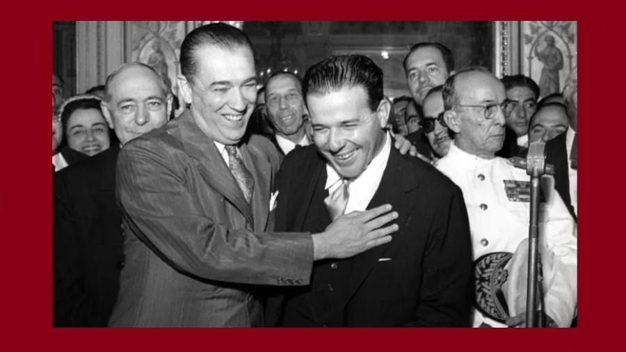 O presidente Juscelino Kubitschek e seu vice, João Goulart, em 1956: os argumentos para tentar derrubá-los, acreditem, se parecem com os alegados pela extrema direita para tentar impedir a posse de Lula. A questão das urnas, como se sabe, era mero pretexto.