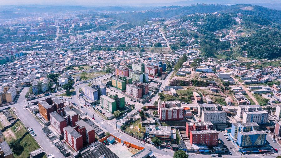 Vista aérea da Cidade Tiradentes, bairro localizado no extremo leste da cidade de São Paulo - 23.ago.2019 - Gabriel Cabral/Folhapress