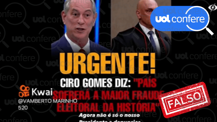 3.out.2022 - Ao falar de fraude eleitoral em 2022, Ciro Gomes não se refere às urnas eletrônicas - Arte/UOL sobre Reprodução/Facebook