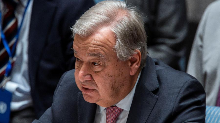 14.abr.2024 - Secretário-geral da ONU, António Guterres, fala aos membros do Conselho de Segurança