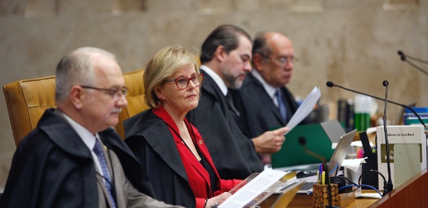 15.mar.2018 - Ministro Edson Fachin e colegas durante sessão do STF 