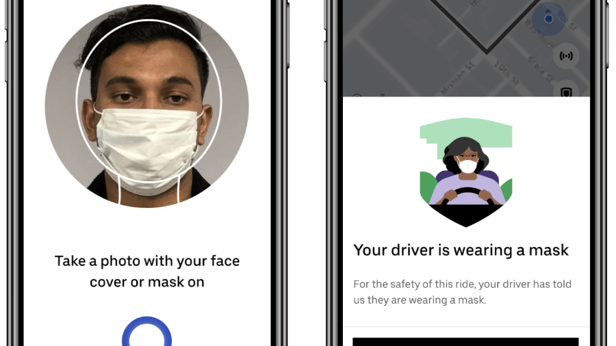 Recurso de checagem de máscara de motoristas no novo app da Uber - Divulgação