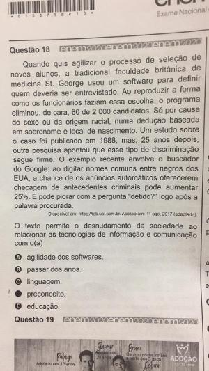 Alunos do Enem denunciam questão racista no segundo dia do exame