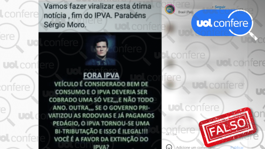 15.fev.2023 - Mesmo conteúdo foi desmentido em 2019, quando Moro era ministro do Governo Bolsonaro - Arte/UOL sobre Reprodução Instagram