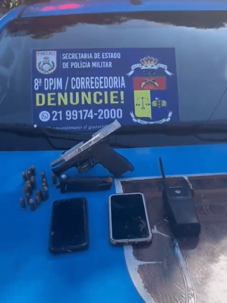 Os policiais militares apreenderam uma pistola, dois carregadores e munições após ação no Rio de Janeiro