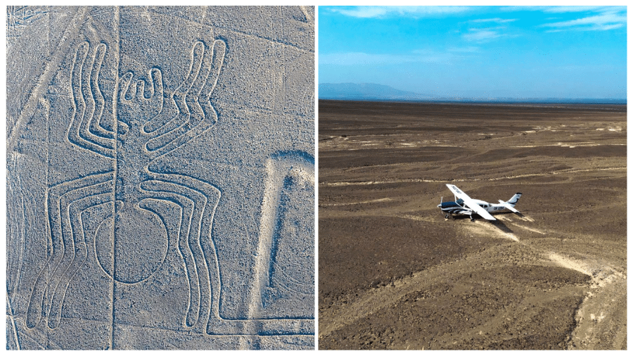 O avião teve que pousar de emergência na região dos desenhos ancestrais criados entre 500 a.C. e 500 d.C. no Peru