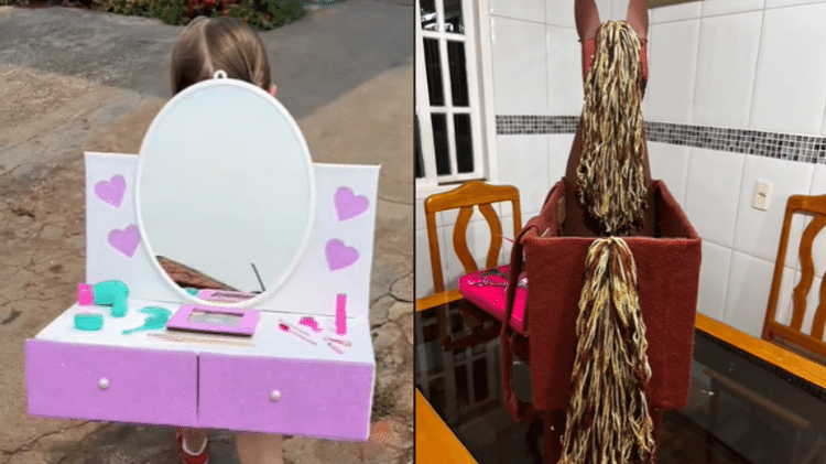 Penteadeira com espelho, maquiagem e secador, e até um cavalo: ideia da "mochila maluca" tem movimentado as escolas brasileiras Penteadeira com espelho, maquiagem e secador, e até um cavalo: ideia da "mochila maluca" tem movimentado as escolas brasileiras