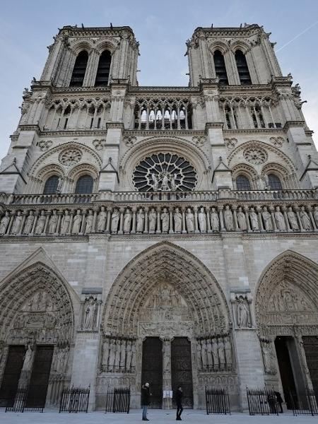 Esta fotografia mostra a fachada da catedral de Notre-Dame de Paris em Paris, em 29 de novembro de 2024 Esta fotografia mostra a fachada da catedral de Notre-Dame de Paris em Paris, em 29 de novembro de 2024