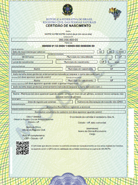 Novo modelo da certidão de nascimento