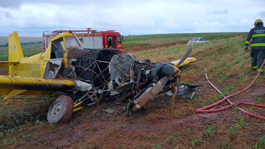 Aeronave pegou fogo e ficou danificada