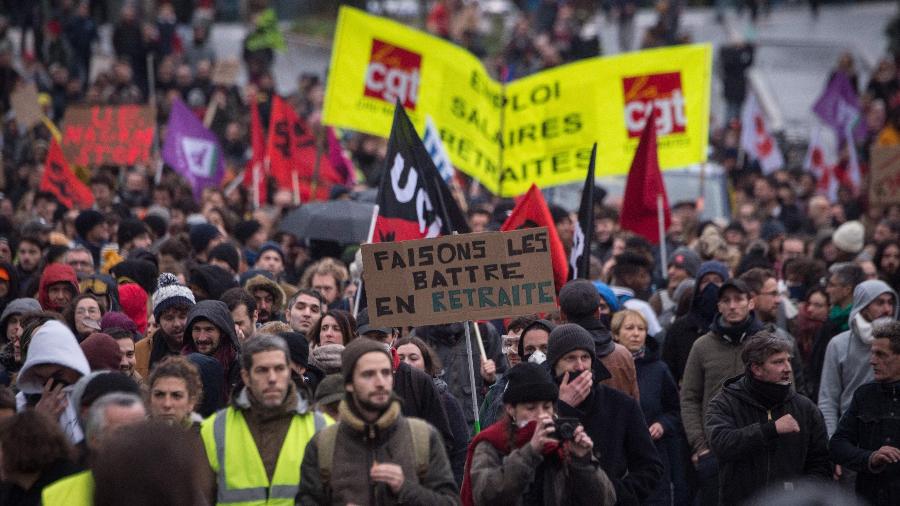 Multidão protesta contra reforma da Previdência na França (Loic Venance/AFP) - Loic Venance/AFP