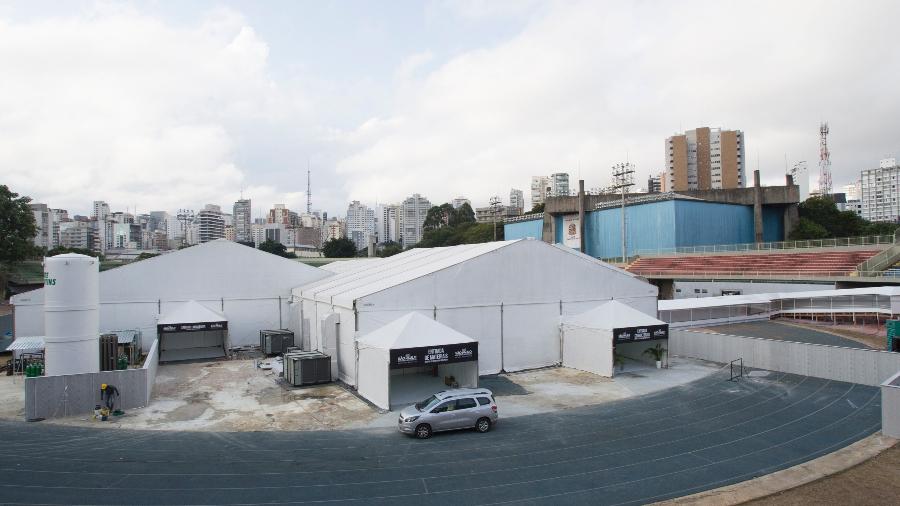 Vista do Hospital de Campanha do Ibirapuera, na zona sul de São Paulo - MISTER SHADOW/ASI/ESTADÃO CONTEÚDO