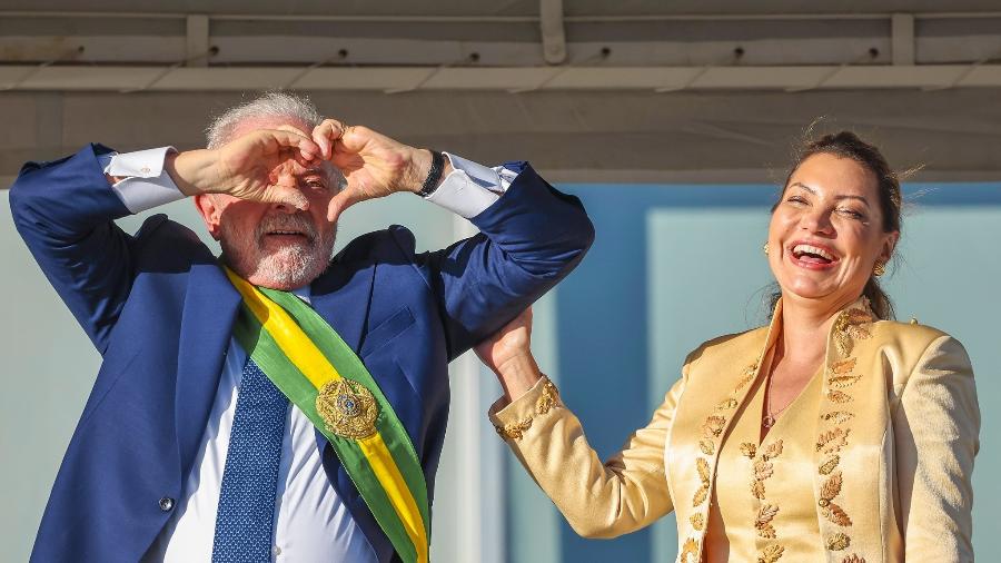 1.jan.2023 - Lula e Janja durante cerimônia de posse  - Ricardo Stuckert
