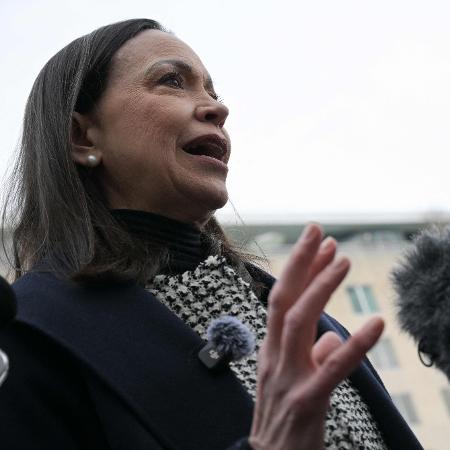 Líder opositora venezuelana Maria Corina Machado falou com a imprensa em Washington, após reunião com o secretário de estado dos EUA, Marco Rubio
