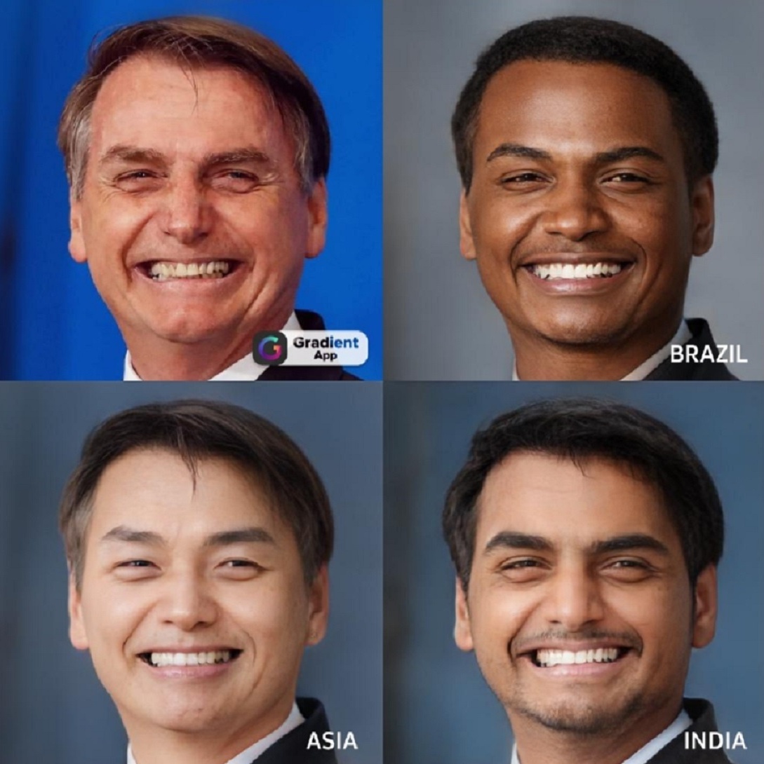 Bolsonaro publica montagens como negro, asiático e indiano