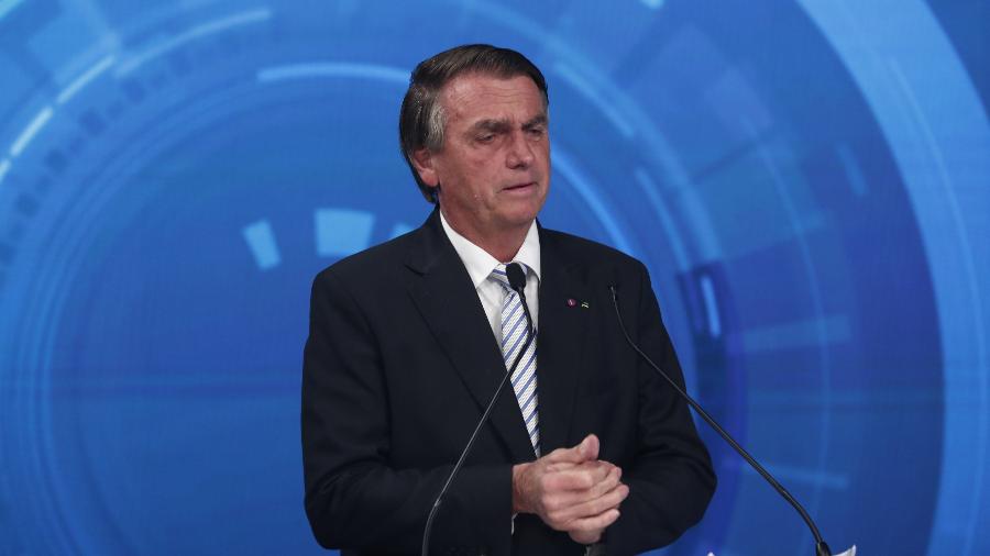 O presidente Jair Bolsonaro (PL) em sabatina para a Record News - RecordTV