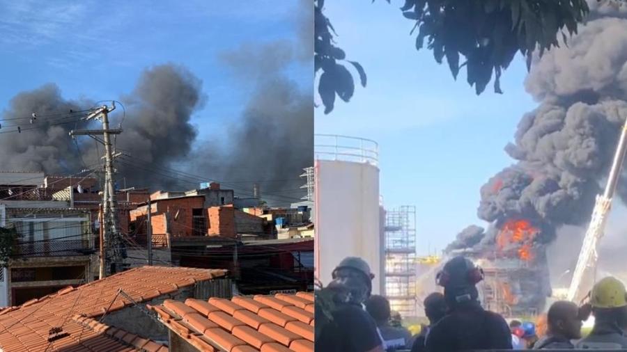 Incêndio em tanque em manutenção ocorreu por volta das 9h, segundo a Braskem - Vinicius Lima Dias/Cortesia e Reprodução de vídeo