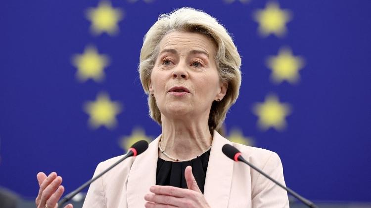 Ursula Von der Leyen, presidente da Comissão Europeia, fala em dia de apresentação de comissionários Ursula Von der Leyen, presidente da Comissão Europeia, fala em dia de apresentação de comissionários