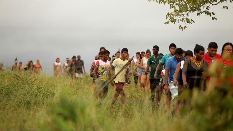 Indígenas Tembé vão em direção a Capitão Poço (PA) em protesto pelo assassinato de Isac Tembé, 24, pela PM do Pará em 12 de fevereiro de 2021 - Raimundo Paccó - Raimundo Paccó