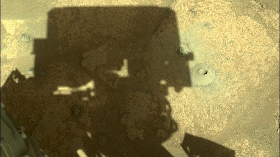 Buraco deixado na rocha em Marte pelo Perseverance - Nasa/Divulgação