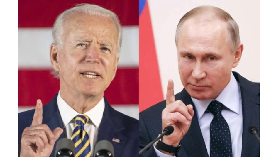 Presidente dos EUA, Joe Biden, disse que presidente russo, Vladimir Putin, é "criminoso de guerra" e "ditador assassino" - Jim Watson/AFP; Grigory Dukor/Pool