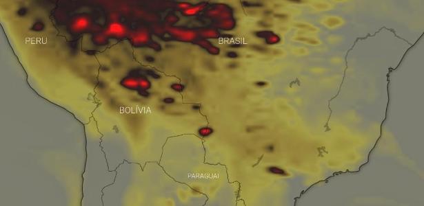 Mancha gigante mostra fumaça e fogo tomando conta do sul da Amazônia