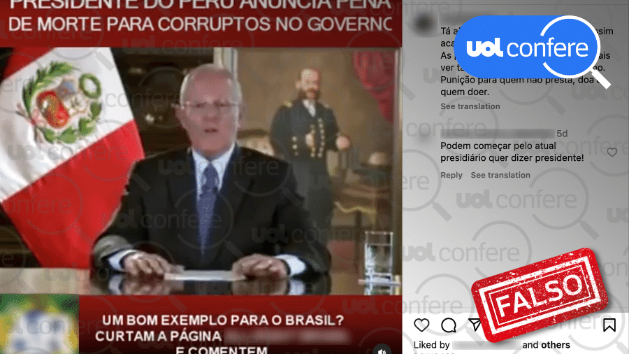 20.set.2023 - O vídeo é datado de 12 de fevereiro de 2017 e retrata o ex-presidente do Peru, Pedro Pablo Kuczynski