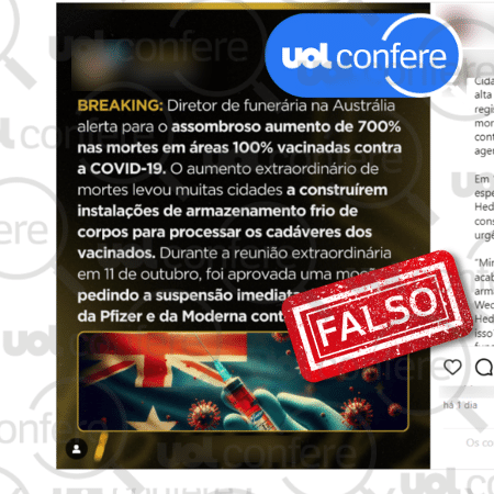 21.out.2024 - Posts sugerem falsa relação entre mortes e vacinas, mas dados são falsos.