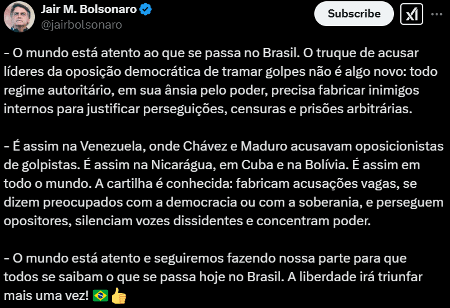 Bolsonaro se diz perseguido após denúncia da Procuradoria Geral da União