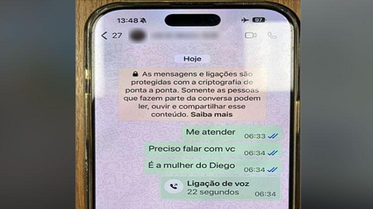 Mensagens da esposa de Diego no celular do personal trainer Mensagens da esposa de Diego no celular do personal trainer