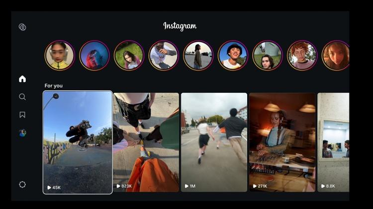 Interface do app do Instagram para TV Interface do app do Instagram para TV